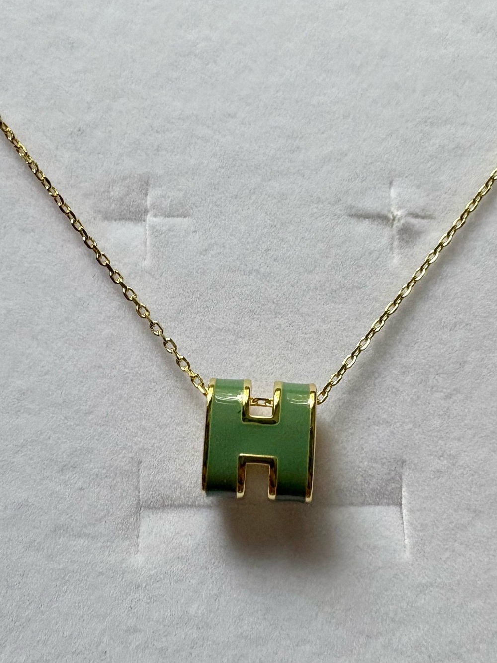Gold & Blue H Pendant Necklace - Elegant Women's Jewelry